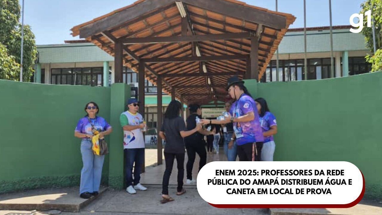 enem-2025:-professores-da-rede-publica-do-amapa-distribuem-agua-e-caneta-em-local-de-prova