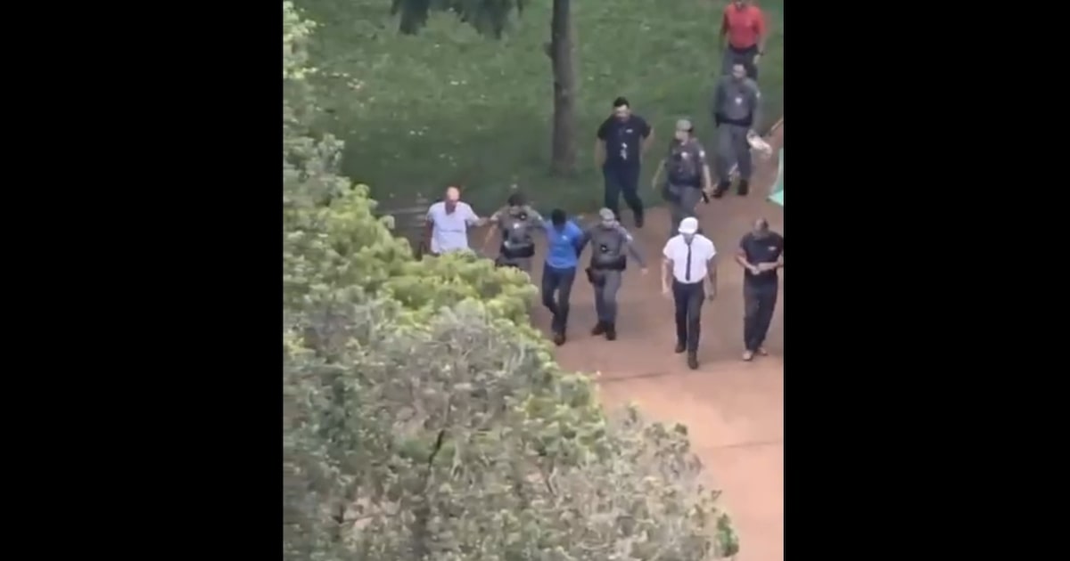 video-mostra-correria-e-prisao-de-suspeito-em-fuga-apos-invadir-colegio-santa-cruz,-em-sp
