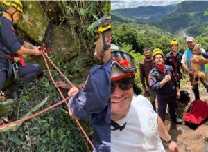cadela-e-resgatada-apos-quatro-dias-presa-em-mata-no-rio-grande-do-sul