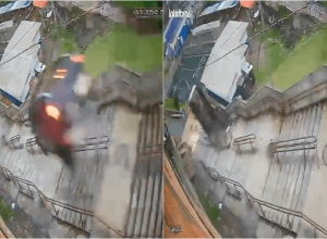 motorista-perde-controle-de-carro-e-veiculo-despenca-de-escadaria-em-sp